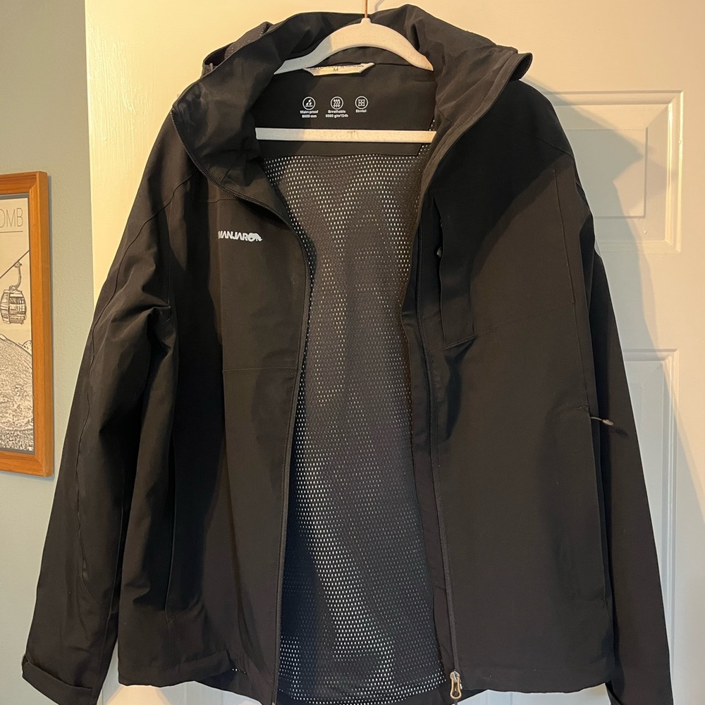 Black Weather-Resistant Raincoat with Hood